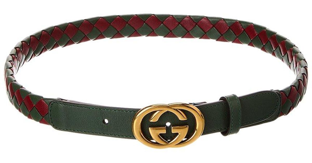 Gucci Interlocking G Woven Leather Belt in Black Lyst UK