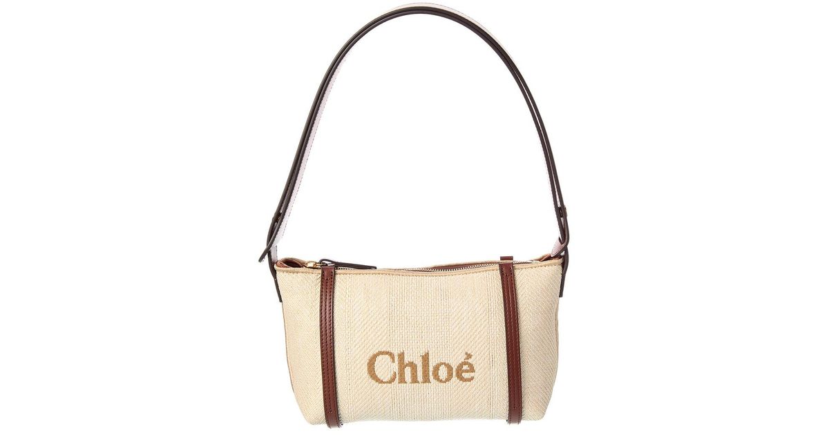 Chloé Dnu Pack Chloe Carry Raffia & Leather Shoulder Bag in Natural | Lyst