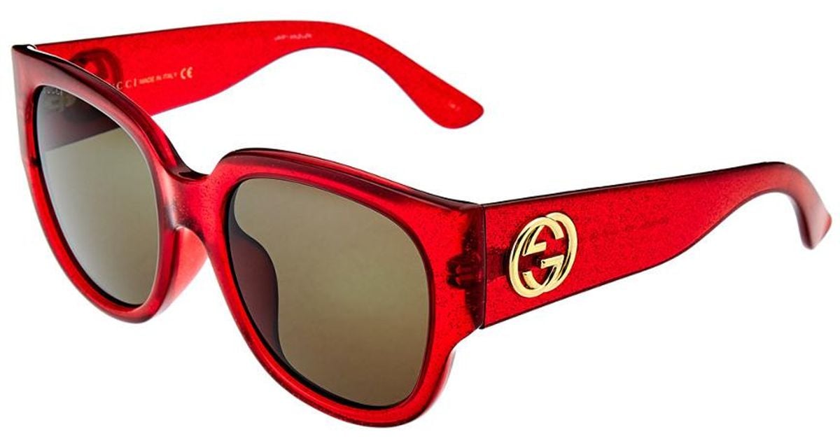 Gucci Women's GG0142SA 55mm Sunglasses in Red Red Brown (Red) - Lyst