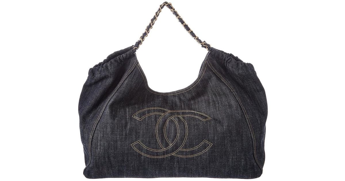 chanel large shopping tote bag leather