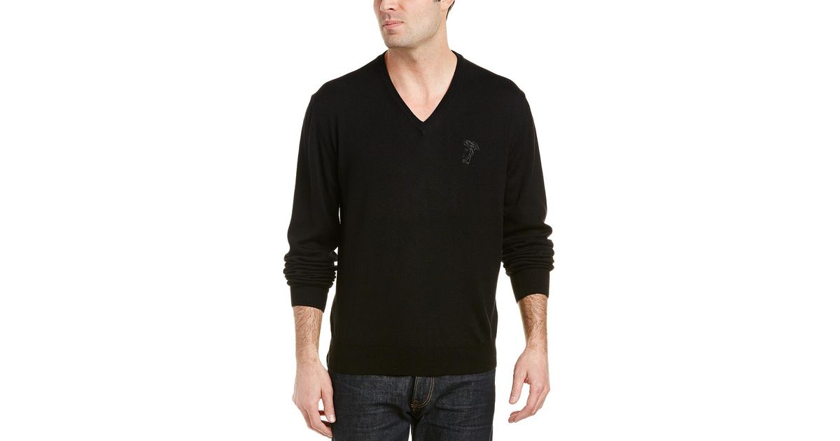 Versace Collection Medusa Head Wool V-neck Sweater in Black for Men - Lyst