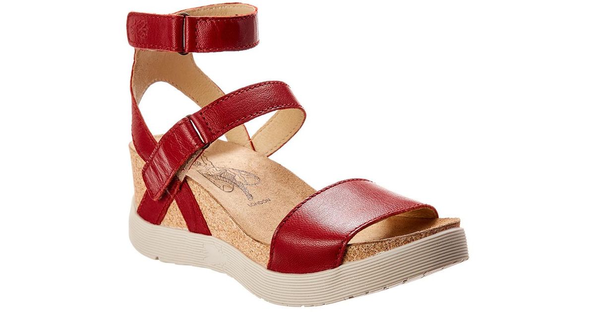 Fly London Wink Leather Wedge Sandal in 