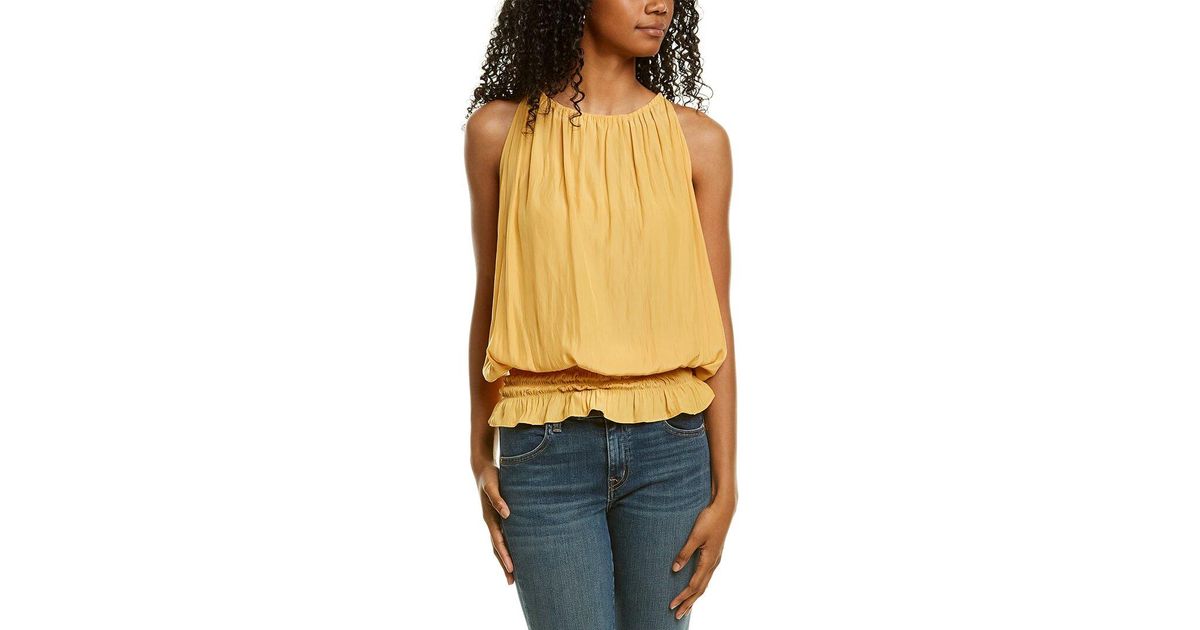 Ramy Brook Synthetic Sleeveless Smocked Waist Top in Butterscotch Blue Womens Tops Ramy Brook Tops 