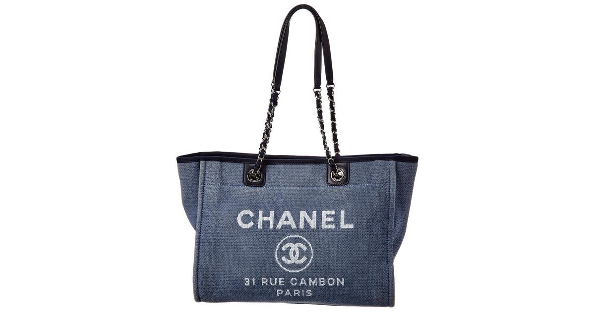 chanel blue tote bolsa