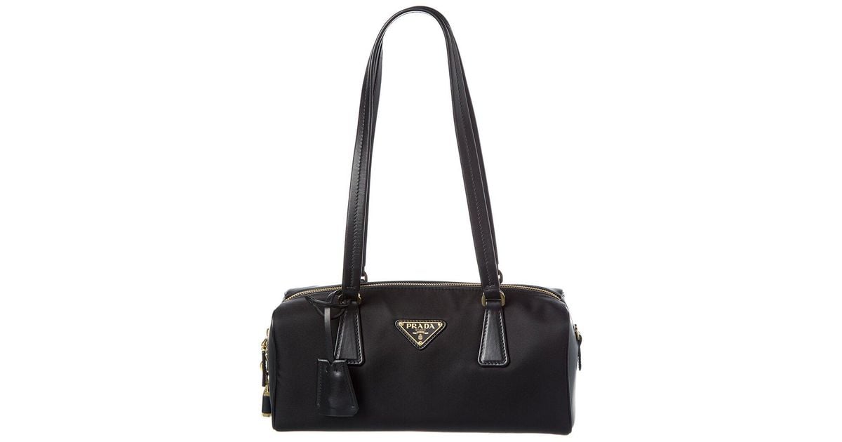 PRADA＊Re-Nylon and leather medium top-handle bag＊送料込 Prada Medium Re-Nylon & Leather Top Handle Shoulder Bag in