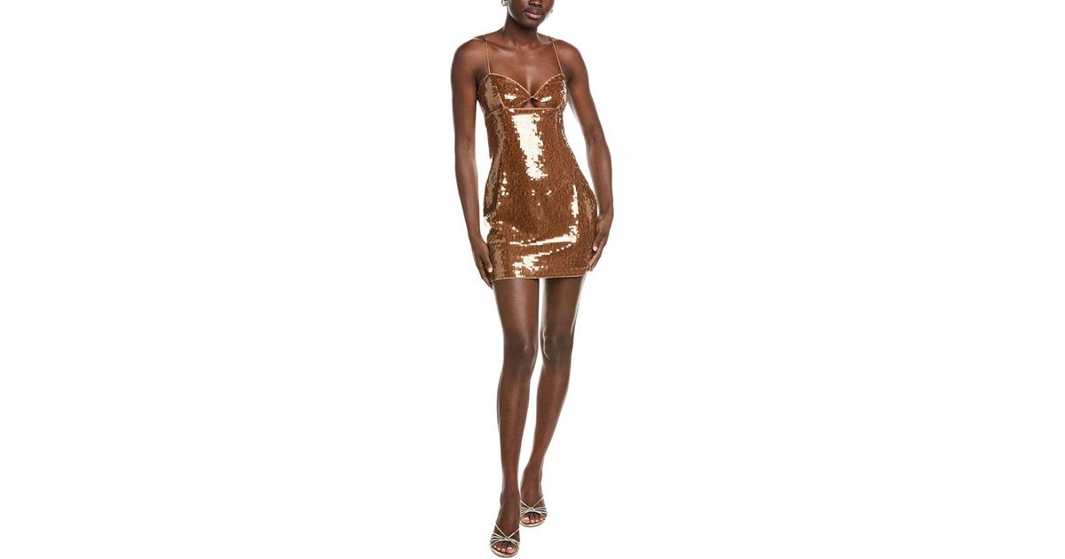 Monaco String Susana Monaco Sheer Sequin String Cutout Dress in Brown | Lyst UK