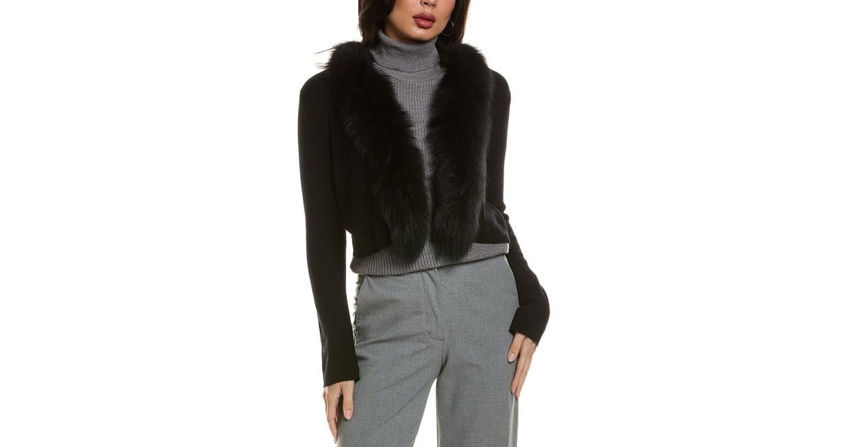 Hannah Rose Merino Wool Shrunken Cardigan in Black | Lyst