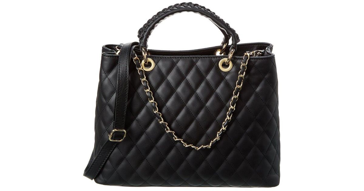 Persaman New York Freya Quilted Leather Tote in Black | Lyst