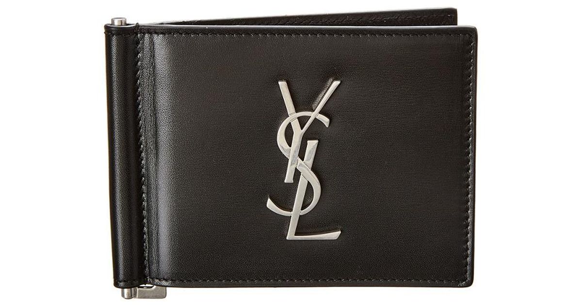 Saint Laurent Monogram Money Clip Wallet - Black