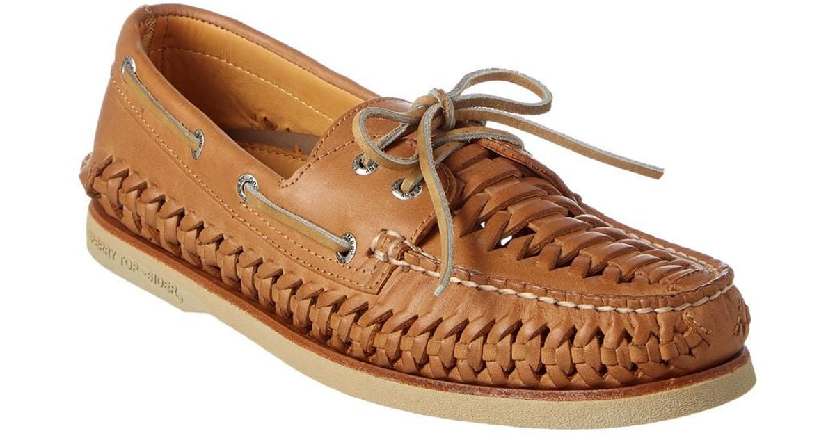 Sperry Top-Sider Men's Gold A/o Woven Leather Boat Shoe in Brown for Men |  Lyst