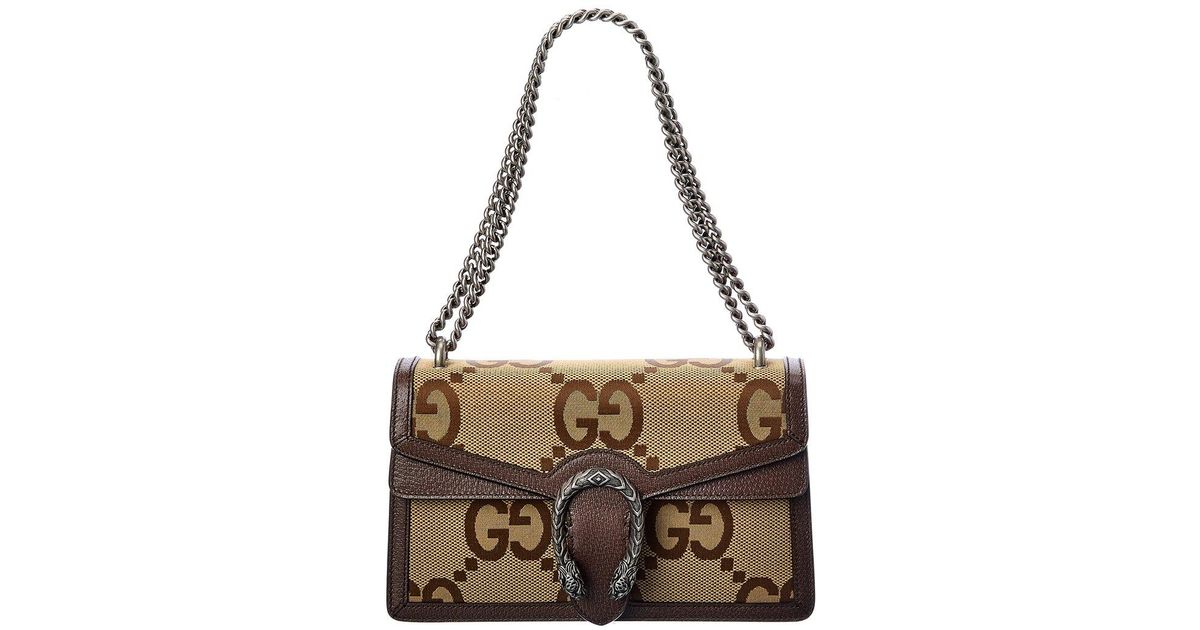 Gucci Dionysus Small Jumbo GG Canvas & Leather Shoulder Bag in Brown | Lyst