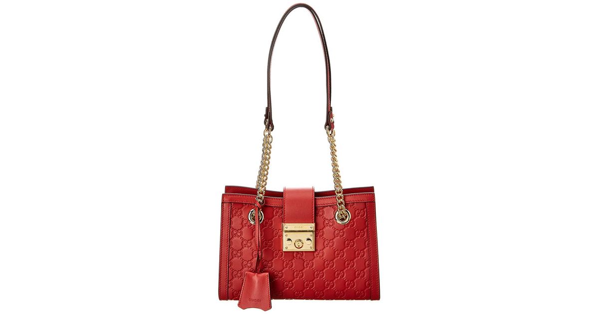 Lyst - Gucci Padlock Signature Leather Medium Shoulder Bag in Red