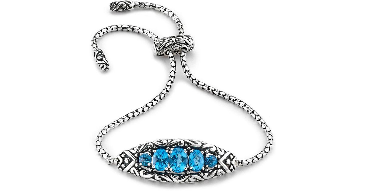 Samuel B. Sterling Silver 5stone Adjustable Bracelet in