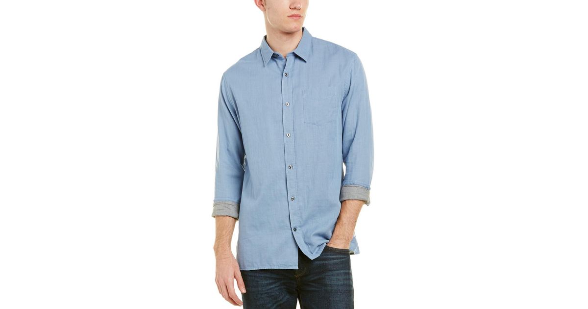 Vince Cotton Square Hem Shirt in Blue for Men Lyst