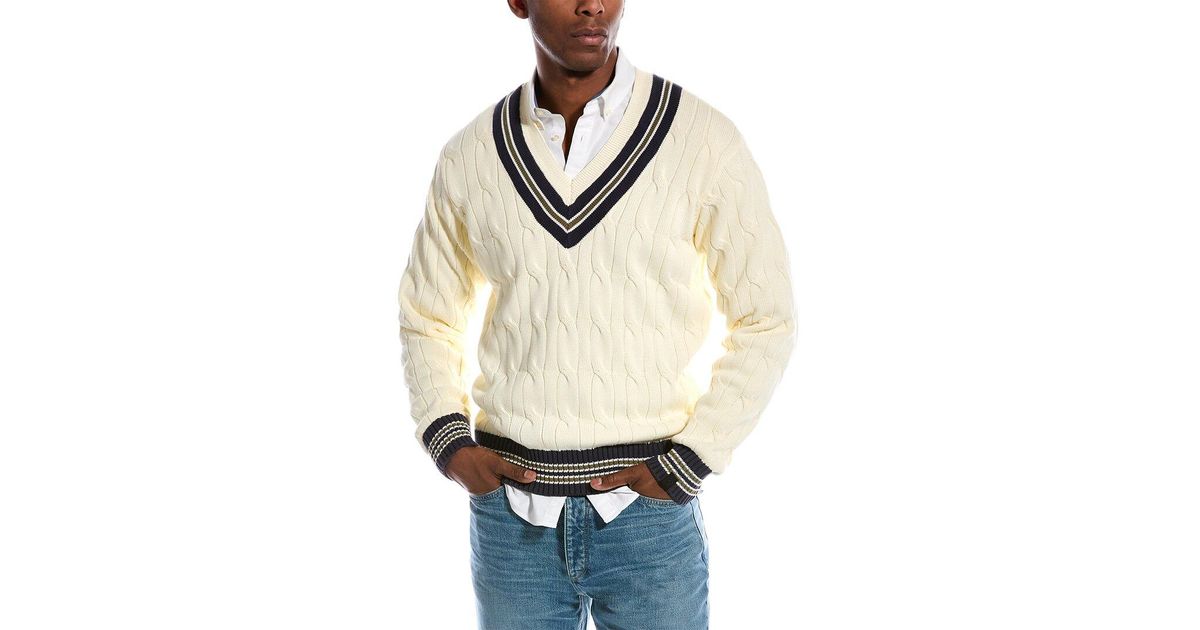 Rag & Bone Windsor Cricket V-neck Sweater in Natural for Men | Lyst