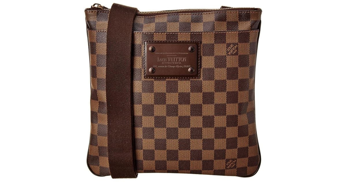 Brown Louis Vuitton Damier Ebene Brooklyn Flat Pochette Crossbody Bag