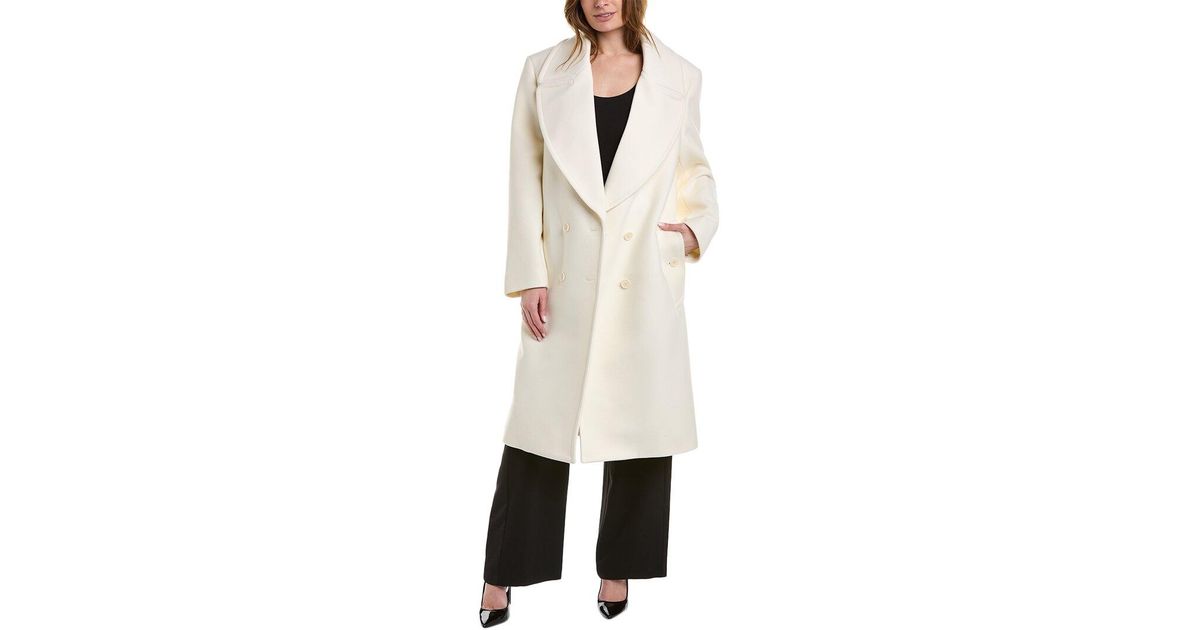 Michael Kors Collection Melton Wool Coat in Natural | Lyst