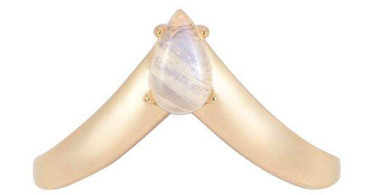 Adornia Fine Jewelry 14k Over Silver 1.00 Ct. Tw. Moonstone Pointed Ring in Metallic Lyst