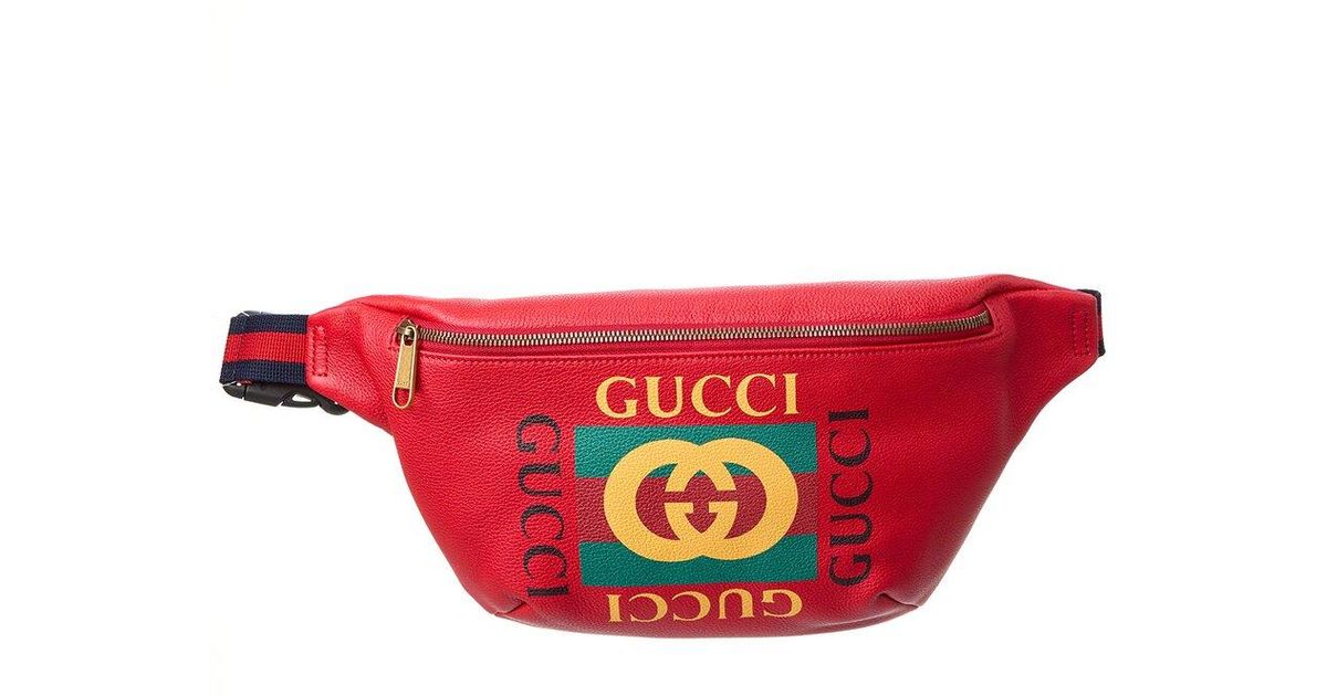 Gucci Print Belt Bag Vintage Logo Small Pink in Leather with Brass