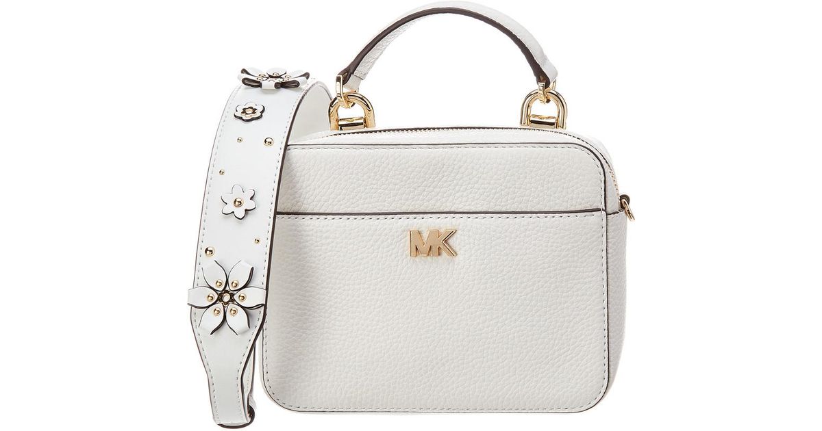 MICHAEL Michael Kors Michael Kors Mini Guitar Strap Leather Crossbody in White - Lyst