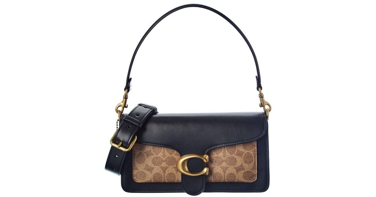 COACH Tabby Signature Coated Canvas & Leather Shoulder Bag in Black Lyst