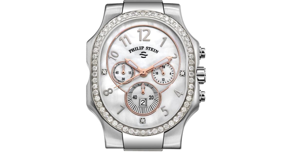 Philip Stein Metallic Clic Diamond Chronograph Watch Case Extra Large Philip Stein Metallic Clic Diamond Chronograph Watch Case Extra Large