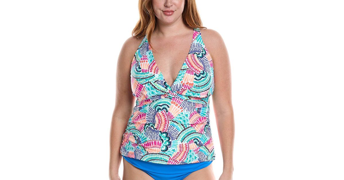 La Blanca Waves Off the shoulder Twist Tankini in Blue Lyst UK