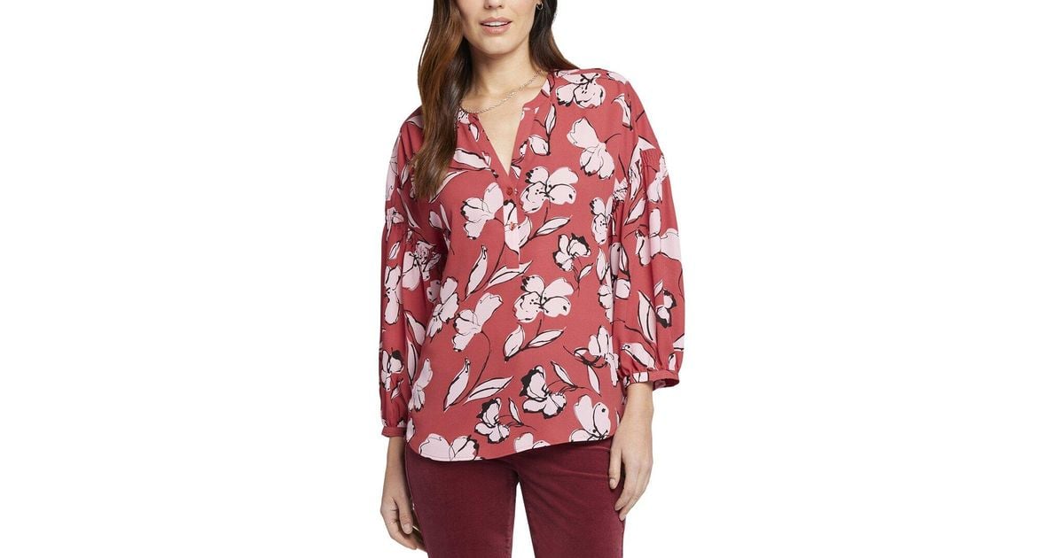 Split Color Converse NYDJ Paulina Shirt in Red | Lyst