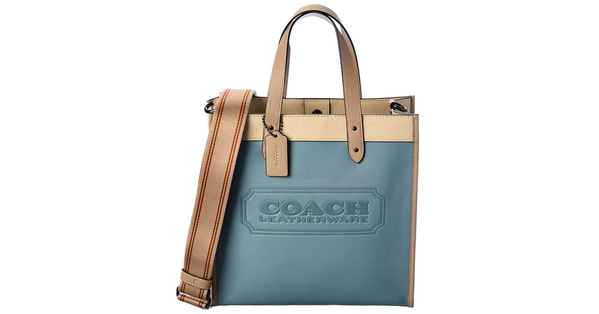 COACH Badge Field Colorblocked Leather Tote in Green | Lyst UK