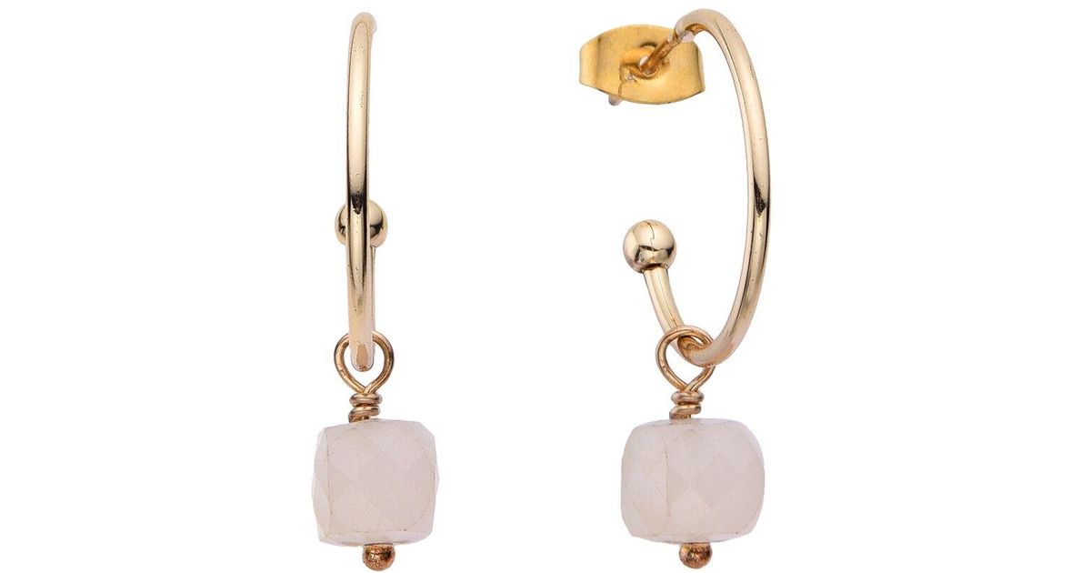 Eye Candy LA Agate Jeanna Half Loop Earrings in White | Lyst