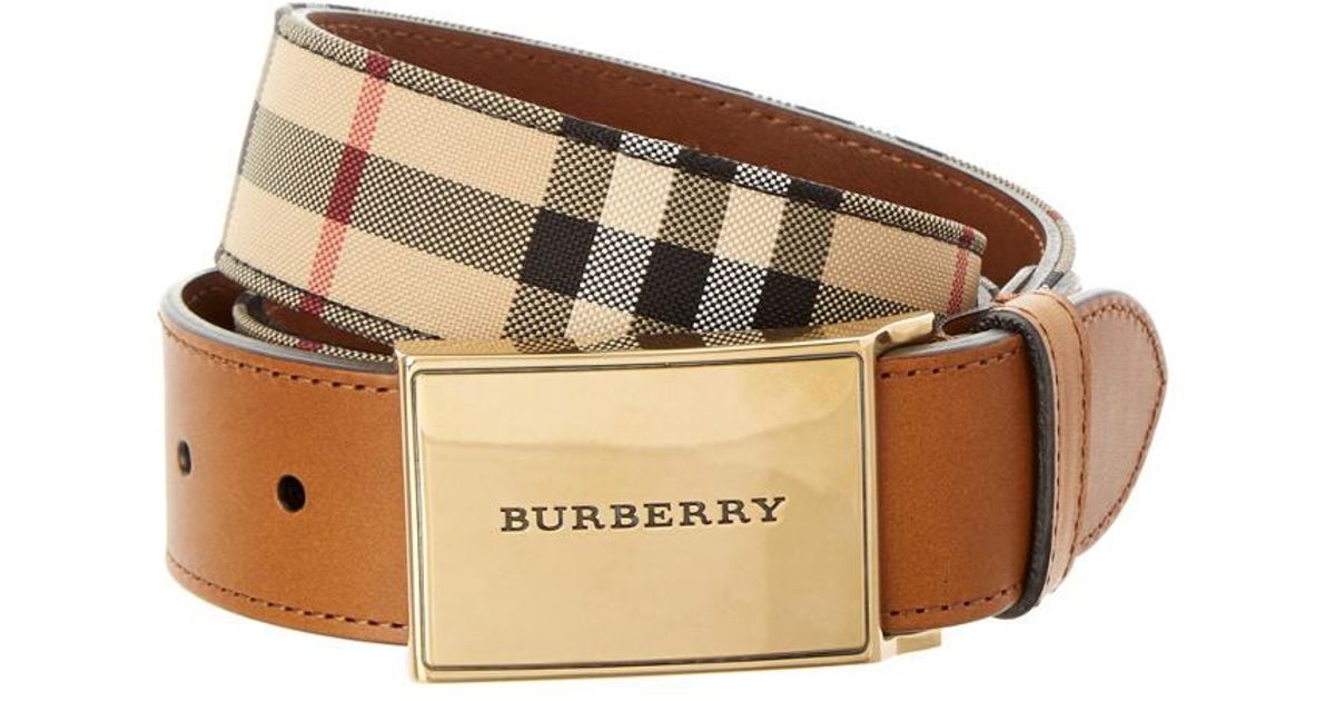 Burberry Horseferry Check & Leather Belt for Men | Lyst