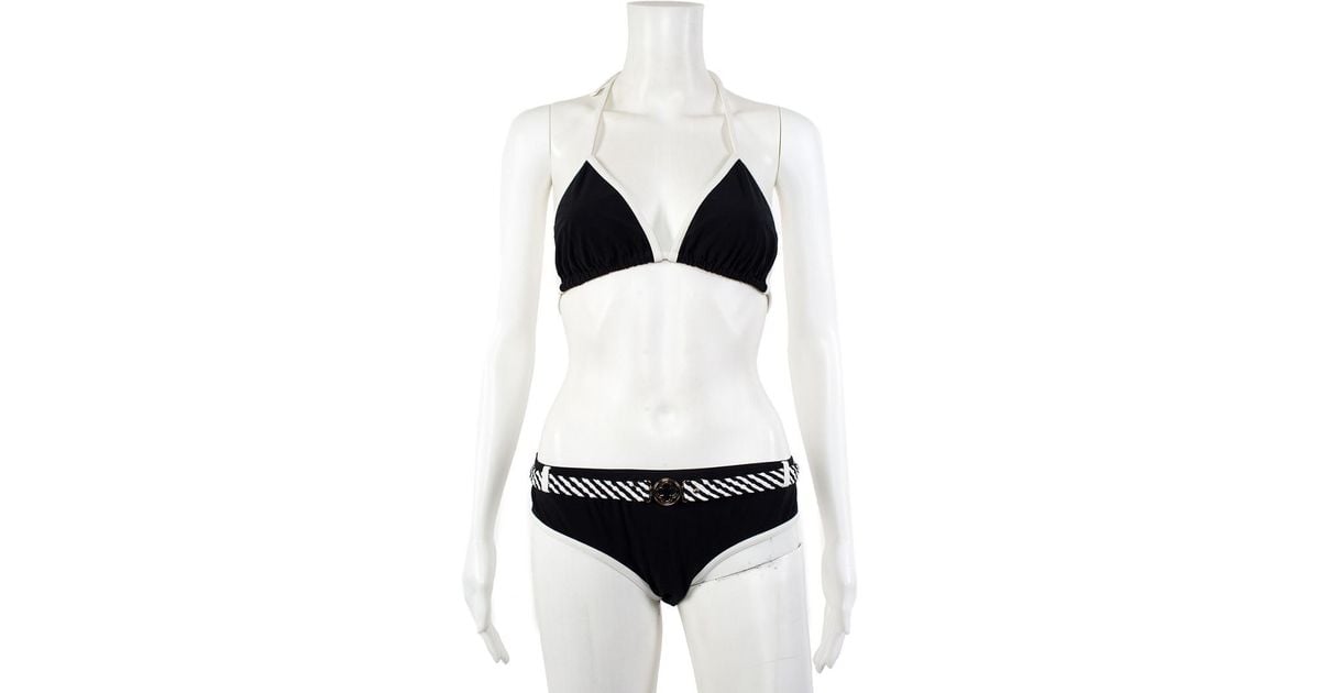 black and white halter bikini