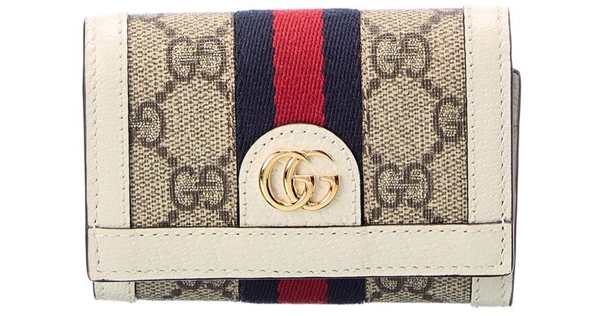 Gucci GG Supreme Canvas & Leather Wallet in White for Men | Lyst