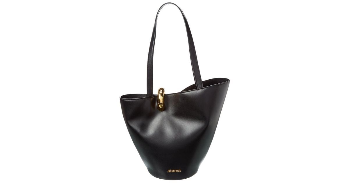 Jacquemus Bambola Medium Leather Tote in Black | Lyst