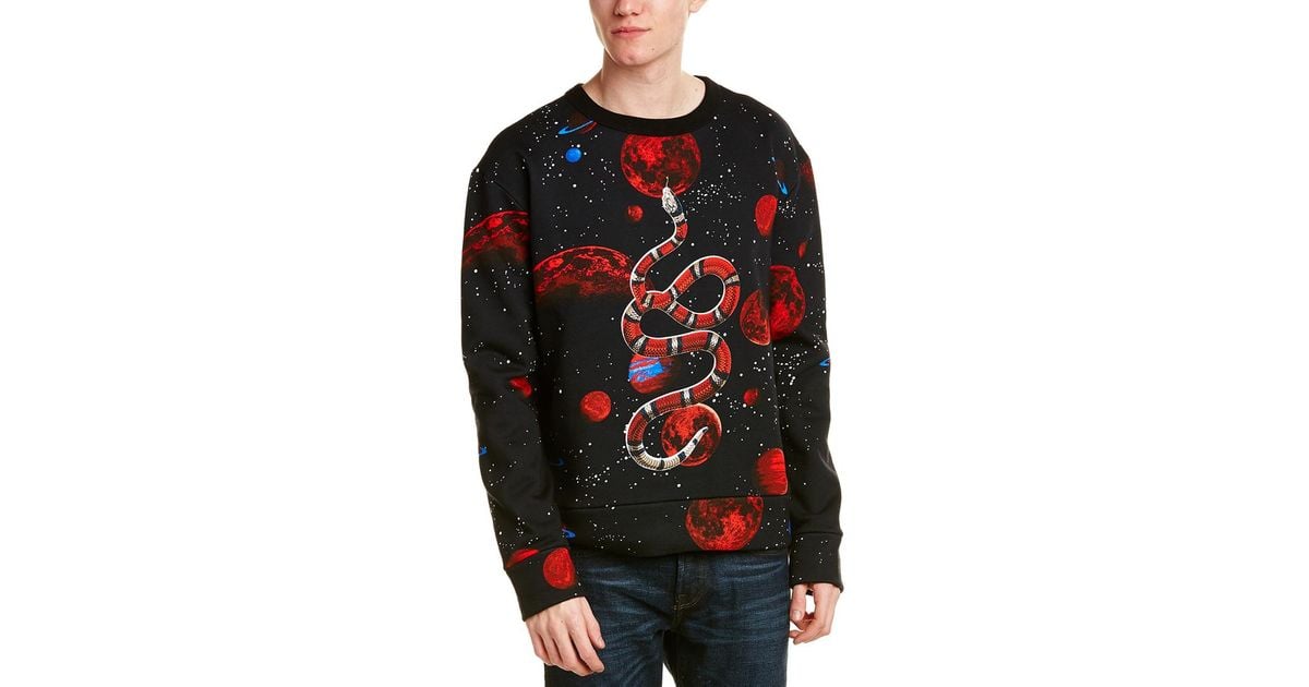 Gucci Cotton Space Snake Print Sweatshirt in Black for Men - Lyst