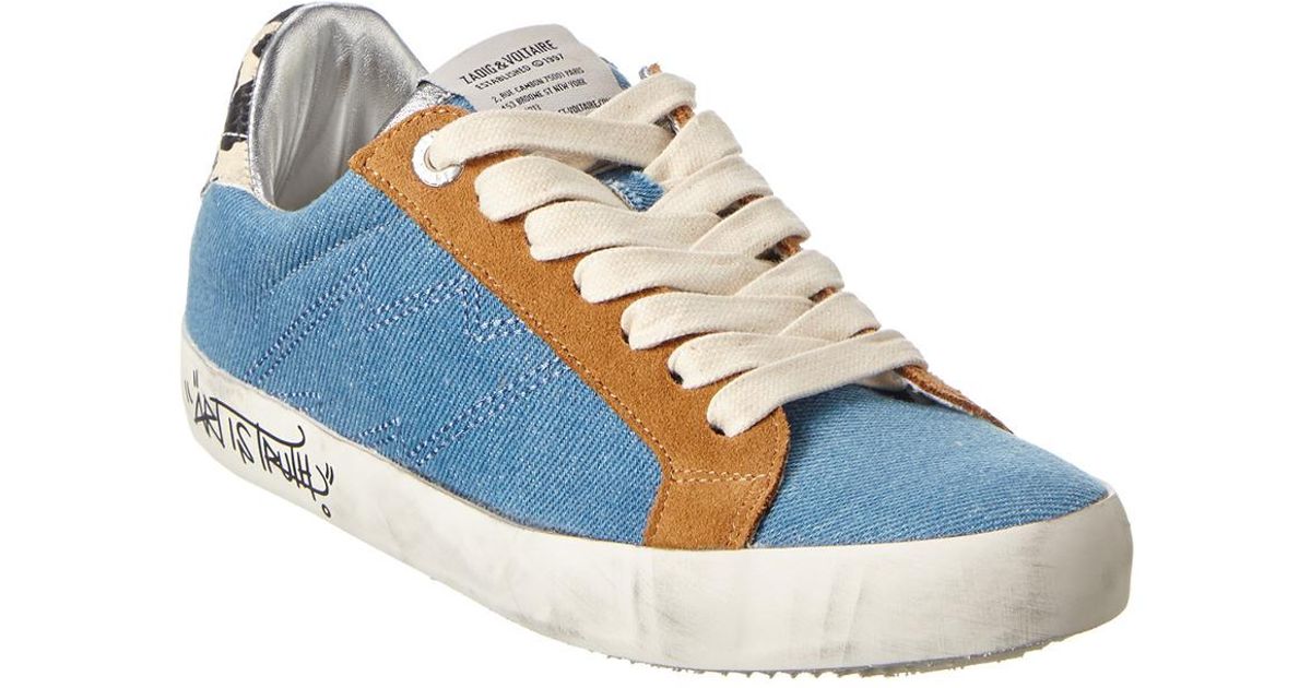 Zadig & Voltaire Used Jean & Leather Sneaker in Blue Lyst