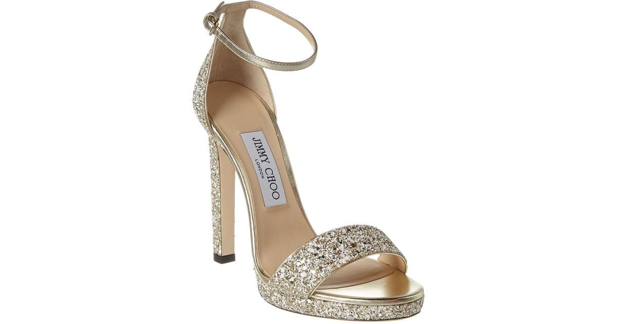 Jimmy Choo Misty 120 Glitter Sandal in Metallic | Lyst Jimmy Choo Misty 120 Glitter Sandal in Metallic | Lyst