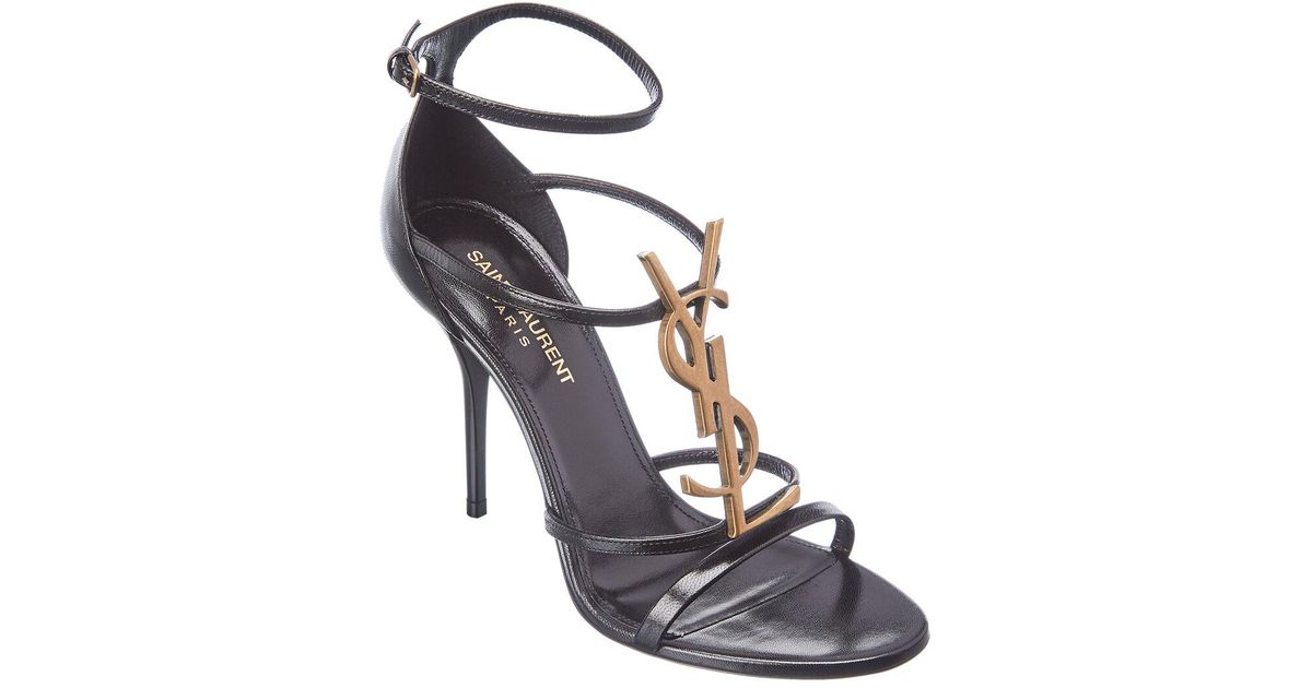 Saint Laurent Cassandra 100 Leather Sandal in Metallic | Lyst