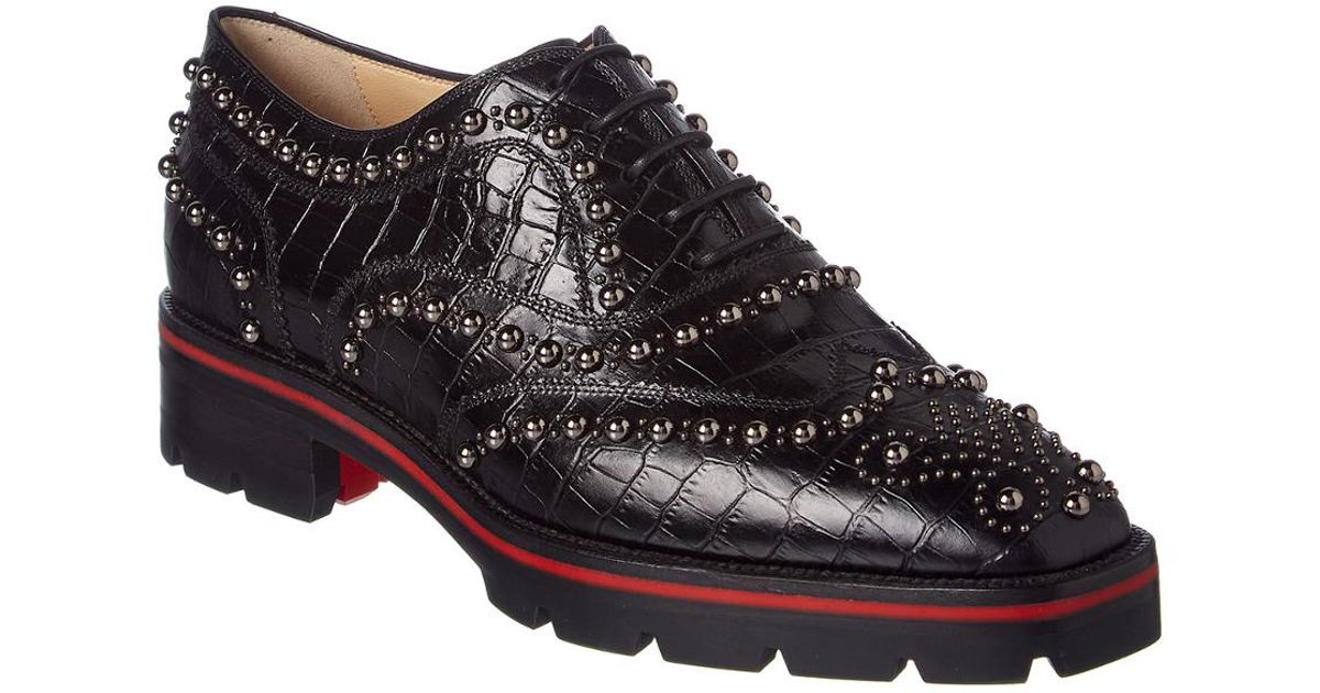 Christian Louboutin Crapadonna Studded Leather Oxford in Black for Men -  Lyst