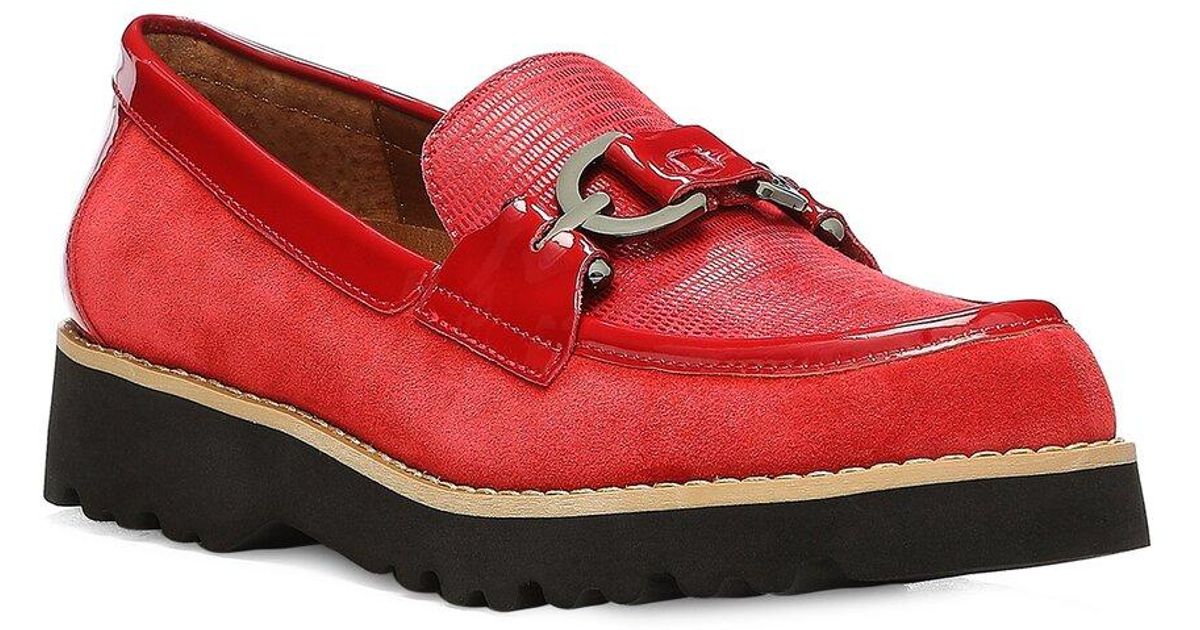 Donald J Pliner Clio Leather & Suede Loafer in Red | Lyst