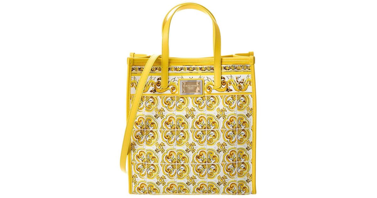 Dolce & Gabbana Dg Large Canvas & Leather Shopper Tote in Yellow Lyst UK