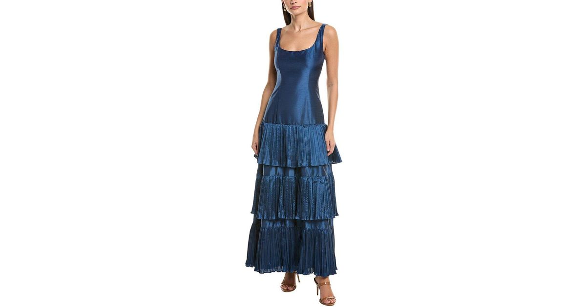 Hutch Tiered Luna Maxi Dress in Blue | Lyst