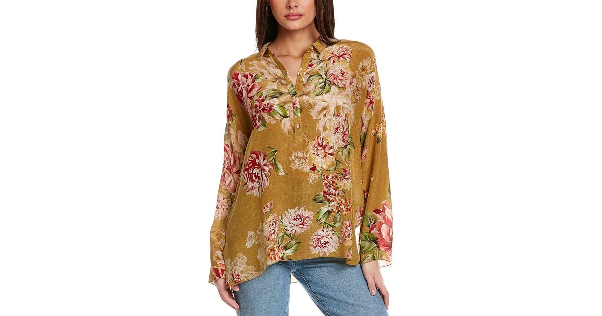 Johnny Was Vintage Rose Mara Silk Blouse in Yellow | Lyst