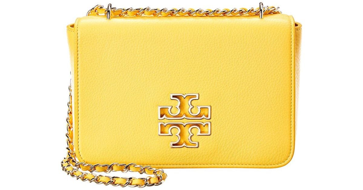 Tory Burch Britton Leather Adjustable Shoulder Bag in Yellow Lyst