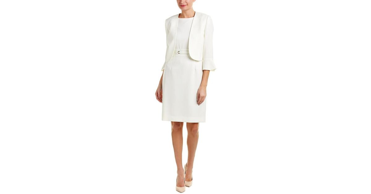 Tahari Synthetic Tahari Asl 2pc Jacket & Dress Set in White - Lyst
