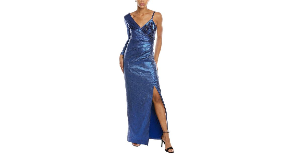 THEIA Babette Asymmetrical Gown in Blue | Lyst