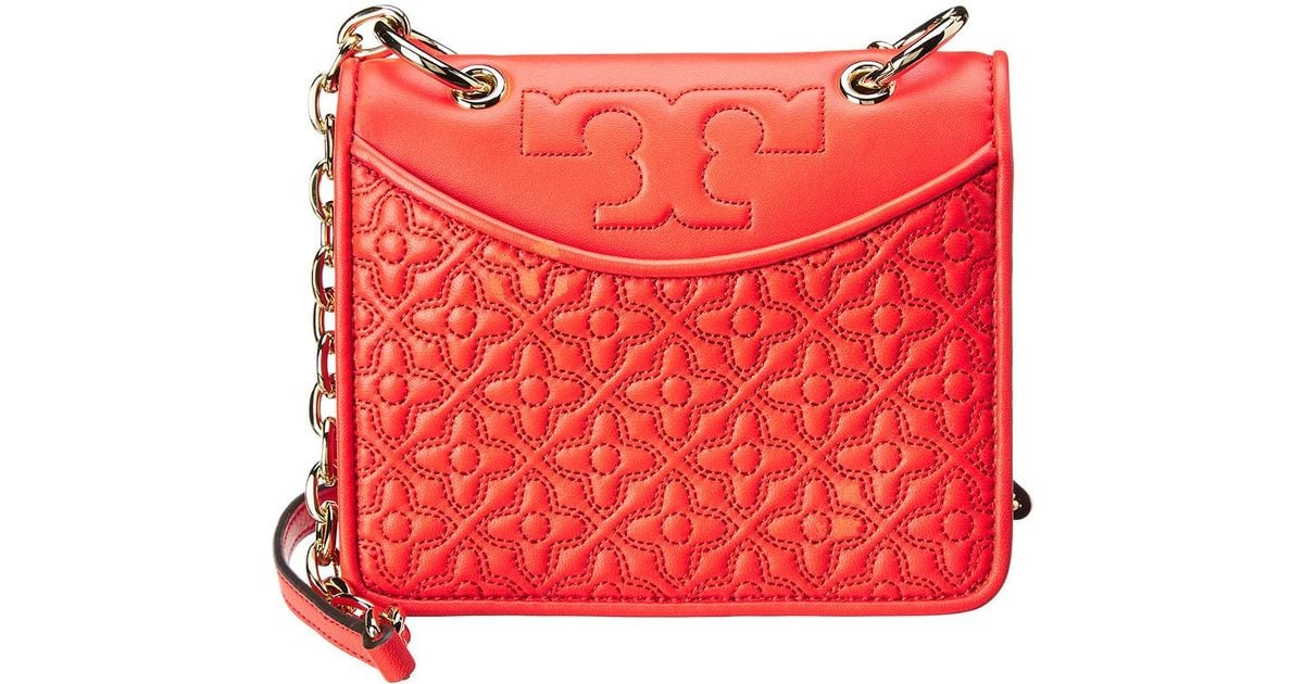 Tory Burch Bryant Mini Quilted Leather Crossbody in Red Lyst
