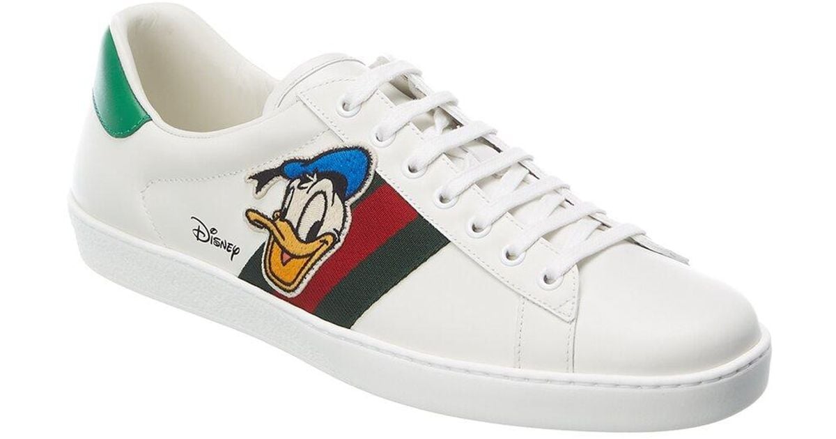 Gucci X Disney Donald Duck Ace Leather Sneaker in White for Men - Lyst