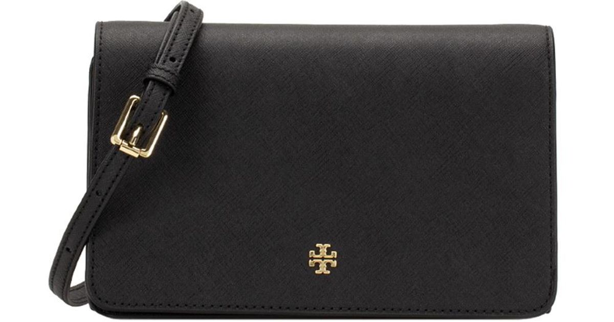 Tory Burch Emerson Combo Leather Crossbody in Black | Lyst