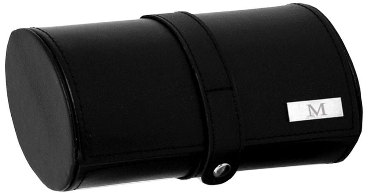 Beyberk Monogrammed Black Leather Watch & Cufflink Travel Case, (az